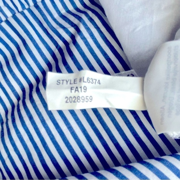 J Crew Tiered Popover Mini Dress Stripe Cotton Poplin Blue White Stripe Tiered M - Picture 13 of 13